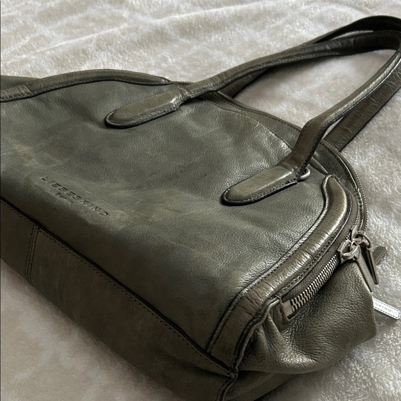 Leibeskind Berlin Olive Leather Double Strap Satchel Shoulder Bag, Large - Picture 4 of 15